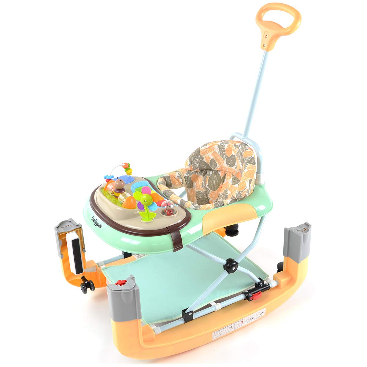 Daliya® BEBISTEP 4in1 play and walk learning car - baby walker with rocking function Walking aid Baby swing with music & game center & dining table (Yellow-turquoise)