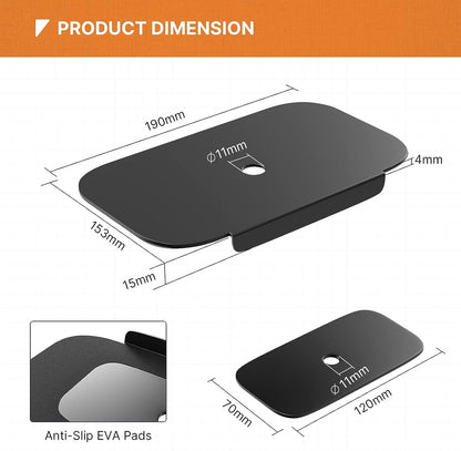 PUTORSEN Monitor Mount Reinforcement Plate for thin glass and other tabletops, Large mounting plates steel mounting plate fits most clamp and grommet bases, Black