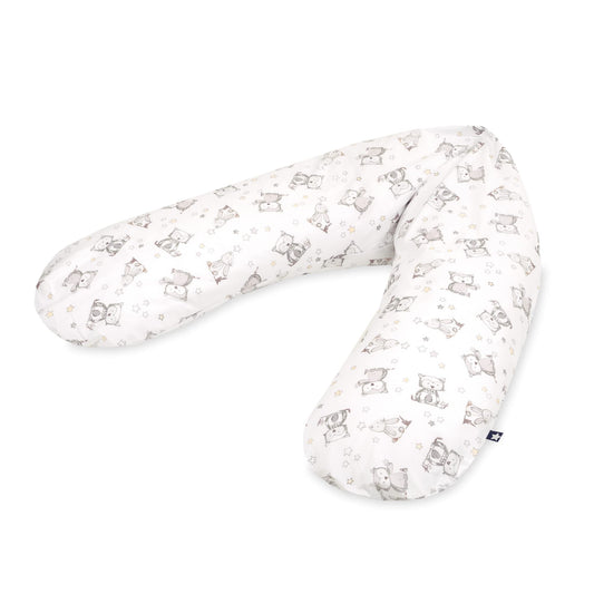 Julius Zöllner 4670016130 Breastfeeding pillow with bead filling, printed cotton, bunny and owl design, 190 cm