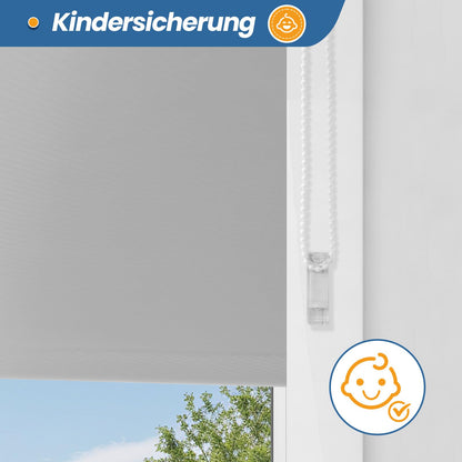 Blackout blind clamp fix without drilling light gray W80 x H170cm (fabric width 75cm) Roller blinds for windows without drilling thermal roller blackout clamp roller thermal roller side pull roller sun & heat protection