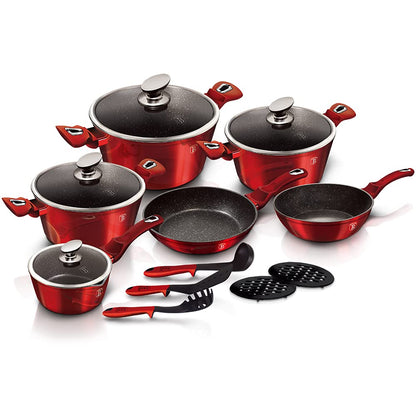 Berlinger Haus 15Pcs Metallic Cookware Set - Burgundy