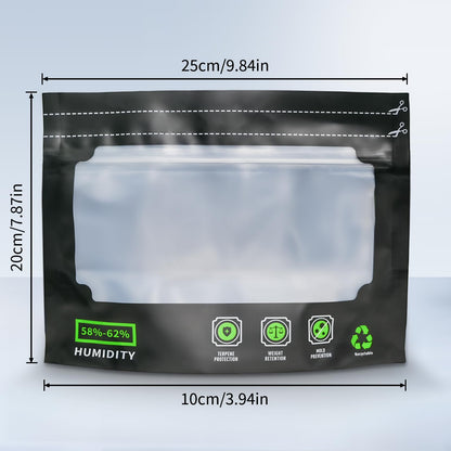 10x 85g reusable storage bags, airtight storage bags with odor control + UV protection, 25X20CM bags with integrated moisture control (58-62%)
