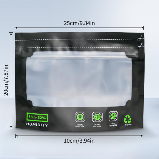 10x 85g reusable storage bags, airtight storage bags with odor control + UV protection, 25X20CM bags with integrated moisture control (58-62%)