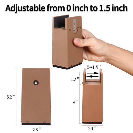 Ezprotekt Adjustable Bed Risers with Screw Clamp, 4"/10.2 cm Height, Durable Sofa Tables, fits square/round chair leg diameters of 0-3.8 cm, supports 20,000 lbs brown
