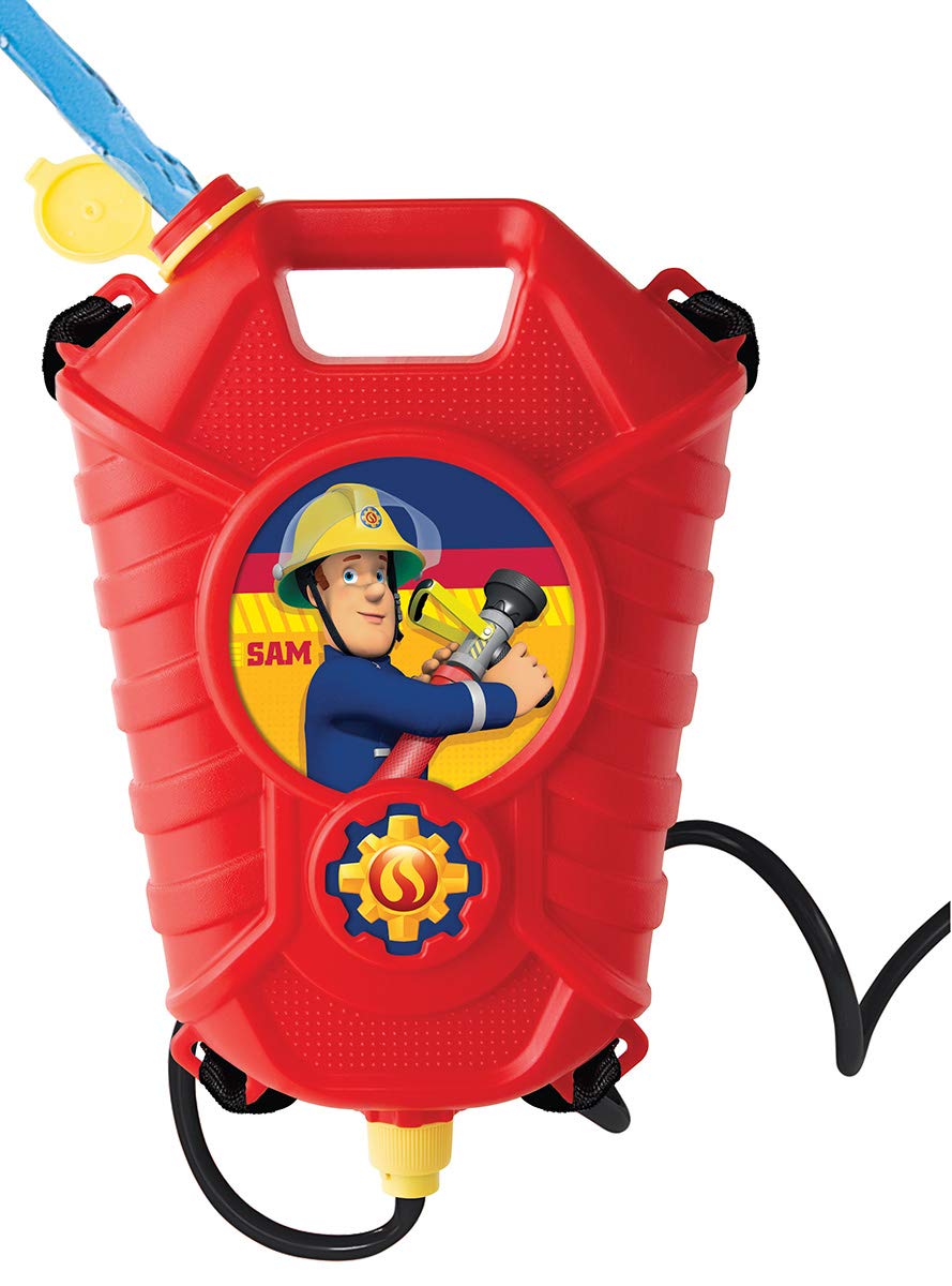Simba 109252293 - Fireman Sam Firefighter Tank Backpack & 109252398 - Fireman Sam Fire Extinguisher Pro, with air pressure mechanism, tank volume: 900ml, 31cm, for kids aged 3 years and up