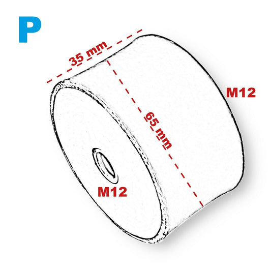4x Rubber buffers anti-vibration mountings silent blocks machine feet metal thread ((P) M12 inner L & R 65x35mm)