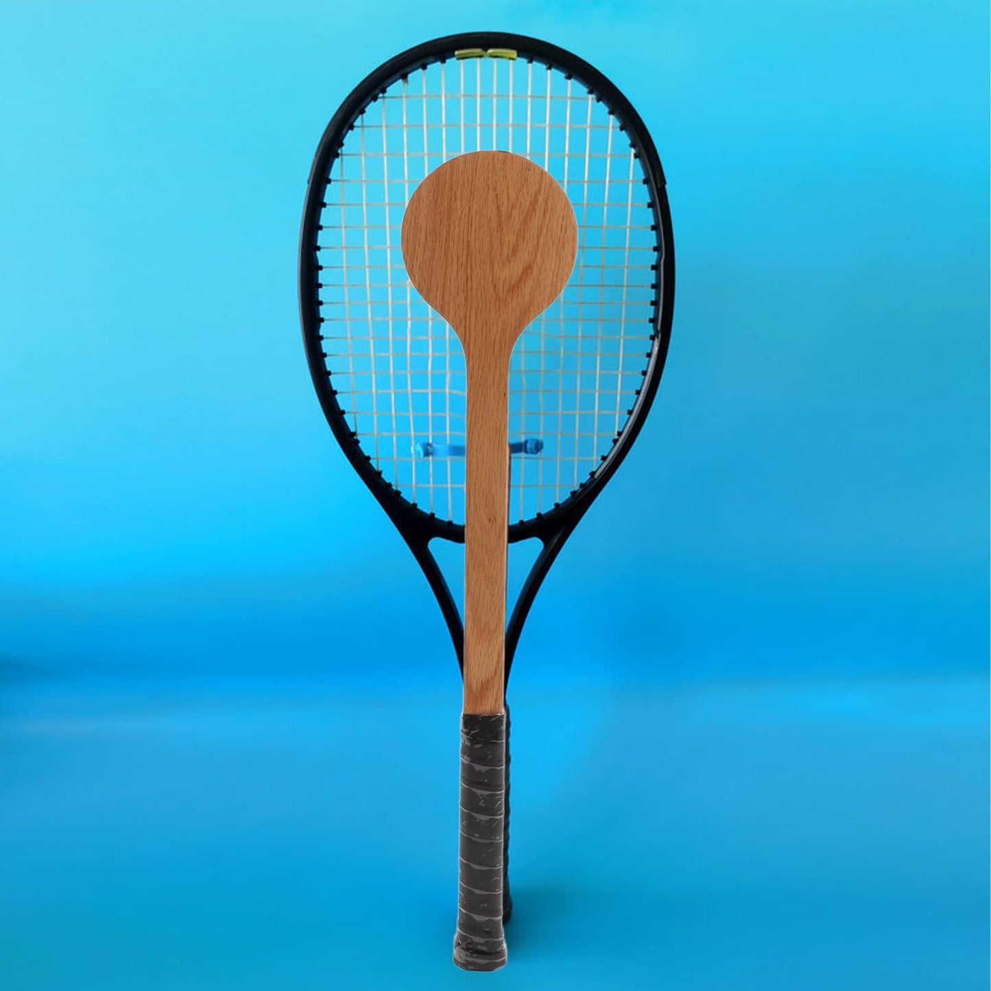 Wooden Tennis Pointer, Professional Wooden Spoon Tennis Sweet Pointer Training Aid, Wood Tennis Spoon for attaching practice tennis rackets with storage bag for beginners (60cm)