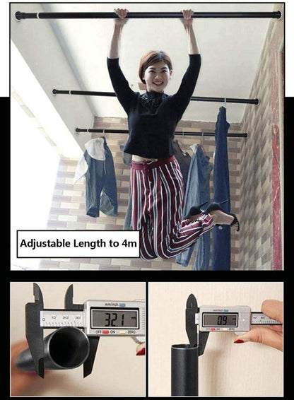 REHON 70-400cm No Drilling Required Extra Long Curtain Rod for Large Windows, Shower Rooms, Closets Black 2.6-3.1M