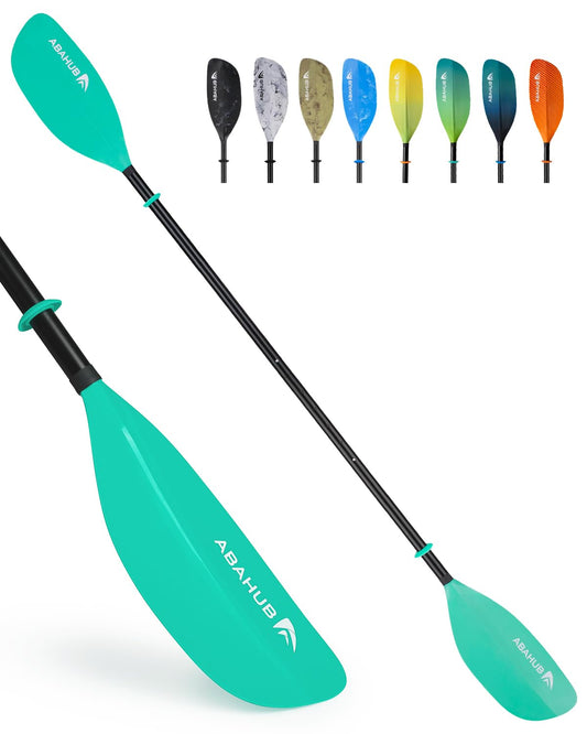 Abahub kayak paddle adjustable 230cm to 250cm 3-piece double paddle floating kayak paddle boat rudder canoe paddle for kayaking aluminum shaft plastic blades mint green