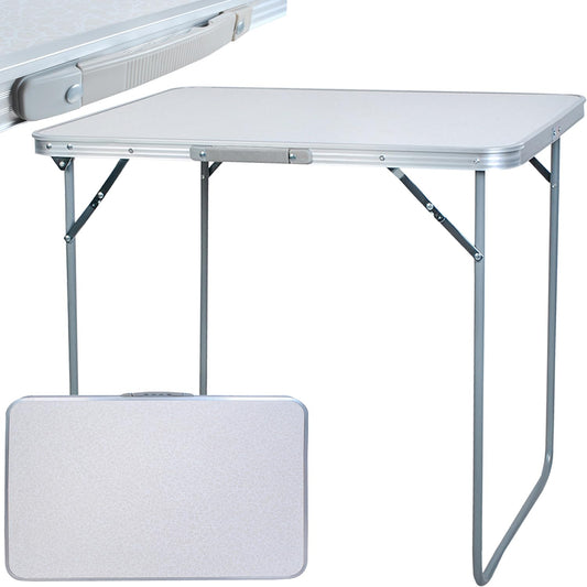 TRIZAND folding table for balcony kitchen market camping small collapsible loadable 20 kg multifunction table 80 x 60 cm white 23500