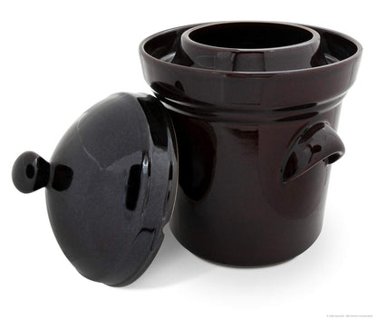 Boleslawiec garden pot made of stoneware with lid and water channel | 10 liters | brown | sauerkraut pot cucumber pot insert pot ceramic pot clay pot