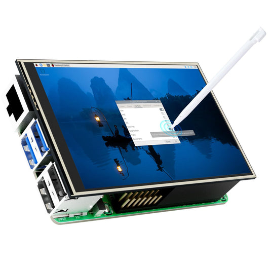 3.5 inch touchscreen for Raspberry Pi 5, 480 x 320 pixels 60 FPS mini monitor with stylus and mini fan for Raspberry Pi 3/4/5.