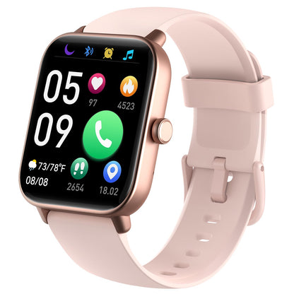 Women's smartwatch with phone-women's digital watch fitness tracker with EKG heart rate Bluetooth sleep monitor pulse meter sports watch waterproof with pedometer wristwatch for iOS Android (pink)