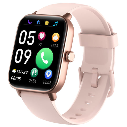 Women's smartwatch with phone-women's digital watch fitness tracker with EKG heart rate Bluetooth sleep monitor pulse meter sports watch waterproof with pedometer wristwatch for iOS Android (pink)