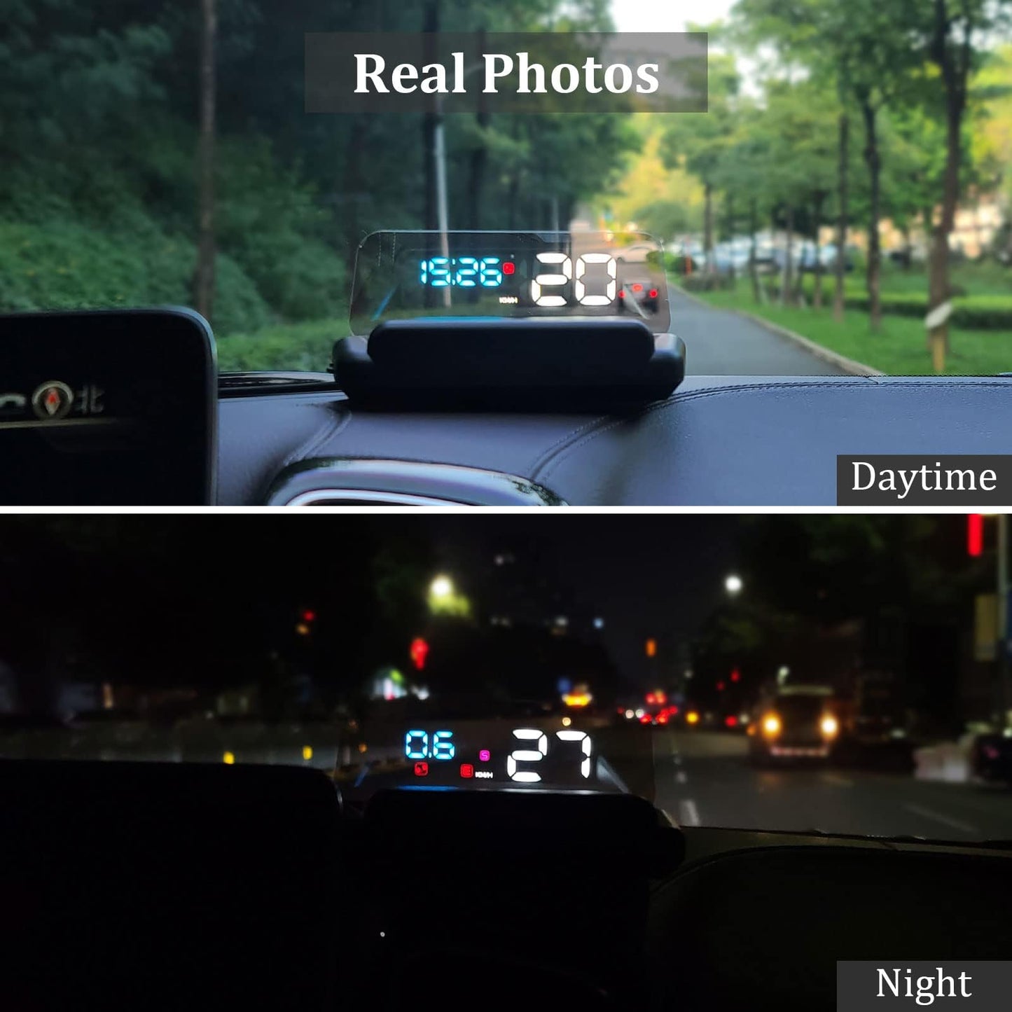 AMROOLOO GPS Speedometer, Mirror Reflective Car Head Up Display, Displays Speed and Time, Compatible with All Vehicles.