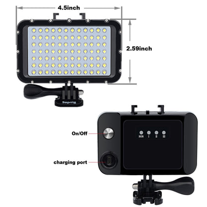 Underwater video light, waterproof lamp, dive light, 84 LEDs, waterproof up to 50m, compatible with DSLR cameras Gopro Canon, Nikon, Pentax, Panasonic, Sony, Samsung