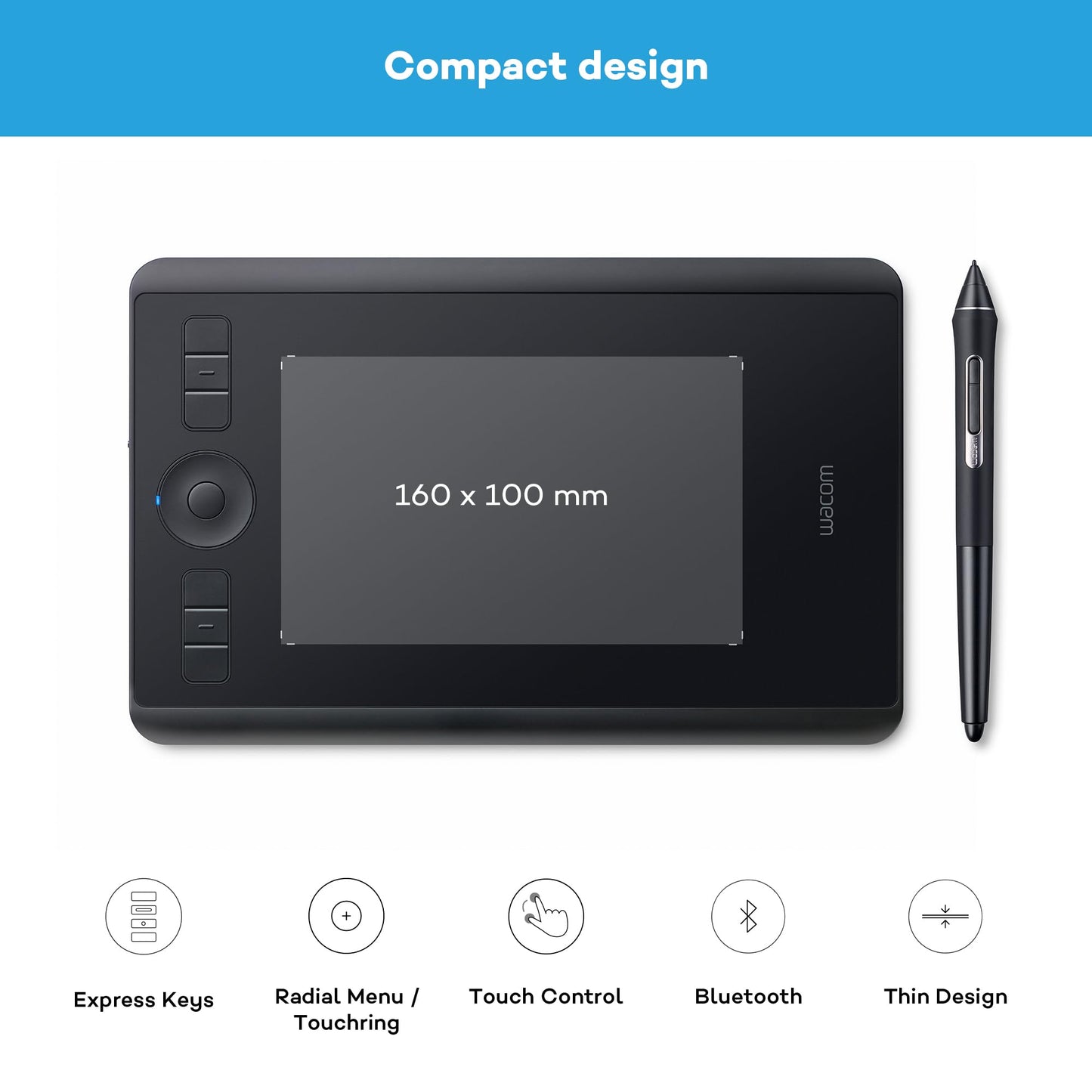 Wacom Intuos Pro graphic tablet (Size: S) - Small, professional pen tablet (includes Wacom Pro Pen 2 stylus with spare nibs, compatible with Windows & Mac) - Ideal for home office & e-learning.
