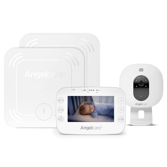 Angelcare SmartSensor Pro 3, 3-in-1 monitoring: video + audio + movement with wireless sensor pads, room temperature display.