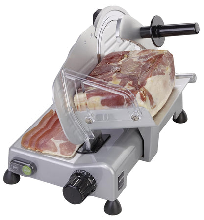 METRO Professional Gastro Slicer, stainless steel, cutting thickness 1-15 mm, with safety shutdown and continuous mode, 230V, silver (19.5 cm)