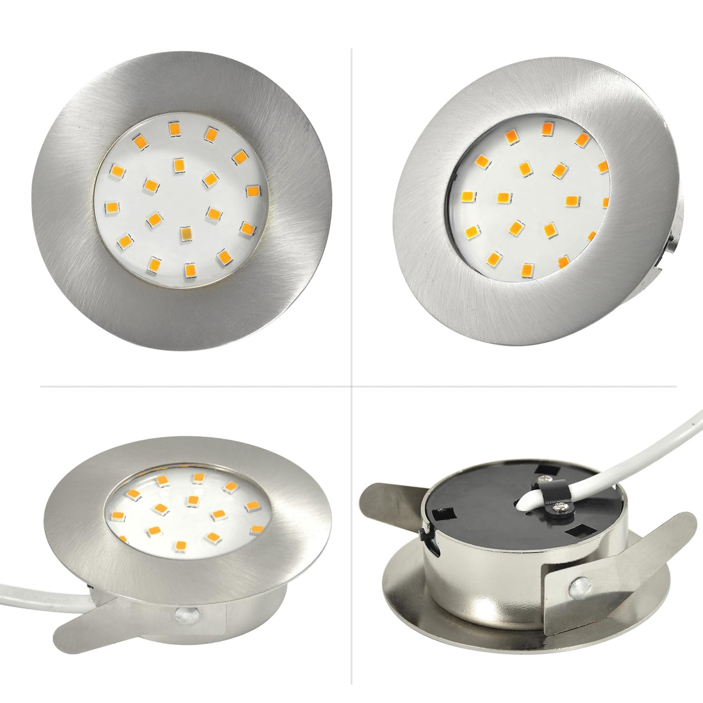 HiBay 6-pack LED recessed lights 230V Flat 5W LED Spot 60mm-68mm Round Nickel Neutral White Ceiling spots for living room kitchen office.
