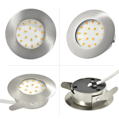 HiBay 6-pack LED recessed lights 230V Flat 5W LED Spot 60mm-68mm Round Nickel Neutral White Ceiling spots for living room kitchen office.