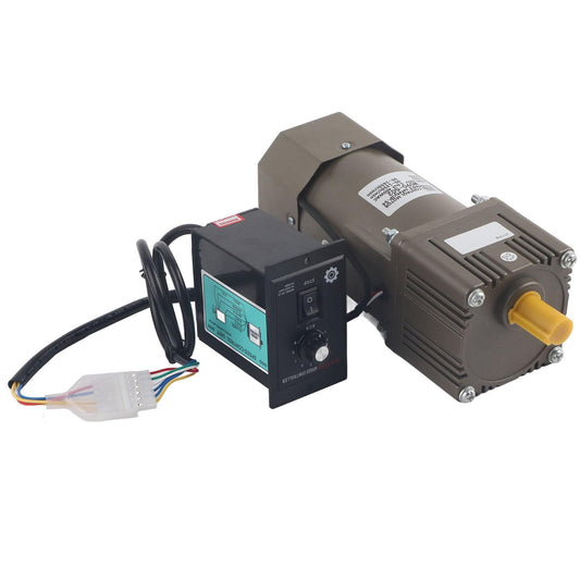 AC 220V 90W motor with adjustable speed. Continuously variable frequency converter motor with gear controller and bracket (10K).