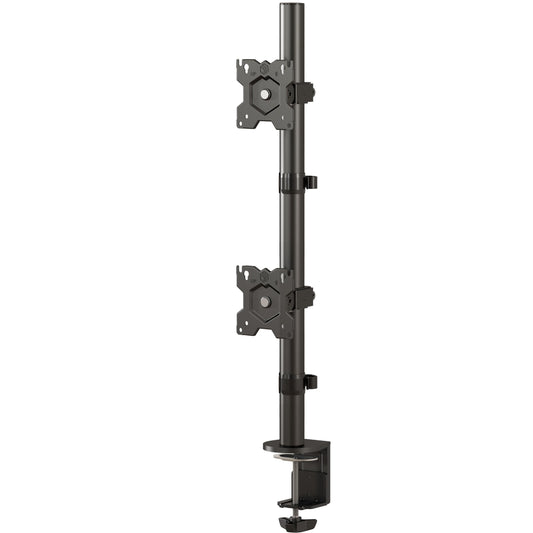 ONKRON dual monitor mount for 13-34 inch screens up to 8 kg per arm, VESA 75x75-100x100, adjustable stand for two monitors stacked vertically, black D208E-B.