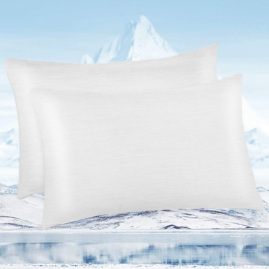 Pillowcase 50 x 80cm, Marchpower 2-Pack Cooling Pillow Covers 100% Cotton, with Japanese Q-Max>0.43 Arc-Chill Cooling Fiber, Super Soft Pillowcase Hair and Skin Care with Zipper, White