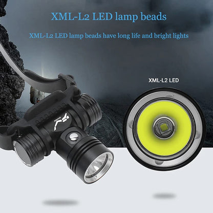 100000 lumens diving headlamp scuba diving headlamp, super bright IPX8 waterproof diving swimming submarine headlamp, 3 lighting modes underwater safety light with battery
