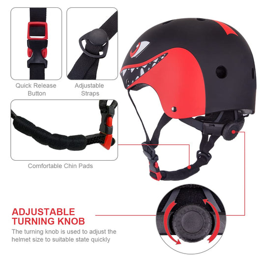Skateboard helmet & knee pads set for 2-6 year old boys & girls | Lightweight micro shell kids helmet & knee pads for balance bike, skateboard, motorcycle sport...
