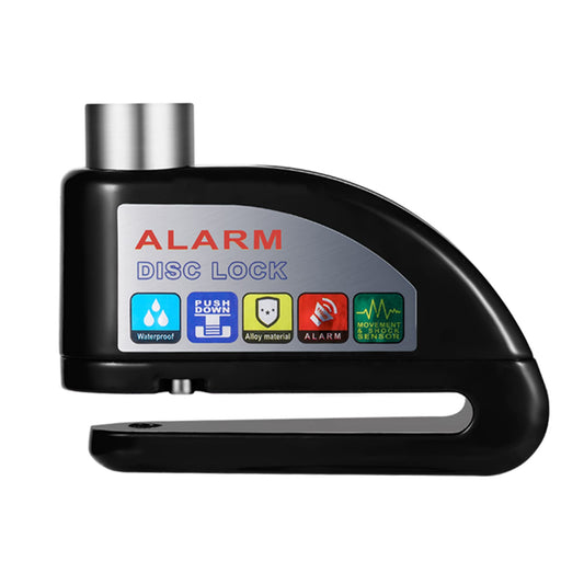 SaxonyRAD Disc Lock Motorcycle Alarm 110dB, Waterproof Motorcycle Lock unlocked by pressing without key, Scooter lock with integrated stainless steel lock for motorcycle, bicycle, scooter.