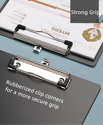 A4 Clipboard, 6-pack A4 Clipboard with rubber-coated metal clip Clipboard Writing Pad for students, office - Black