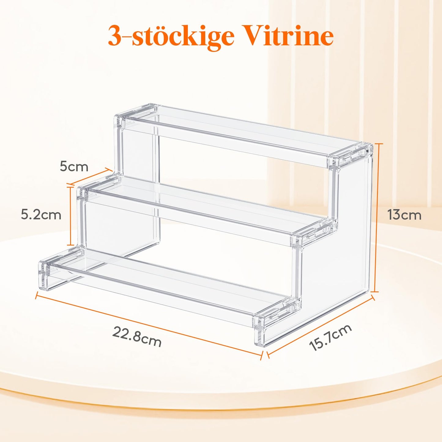 Lifewit 3-tier Clear Display Stand, 22.8 x 15.7 x 13 cm Plastic Vanity Organizer, 3 Tiered Presentation Stand for Makeup/Figurines/Cupcake/Nail Polish, Decorative Display Shelf