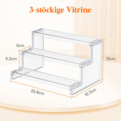 Lifewit 3-tier Clear Display Stand, 22.8 x 15.7 x 13 cm Plastic Vanity Organizer, 3 Tiered Presentation Stand for Makeup/Figurines/Cupcake/Nail Polish, Decorative Display Shelf