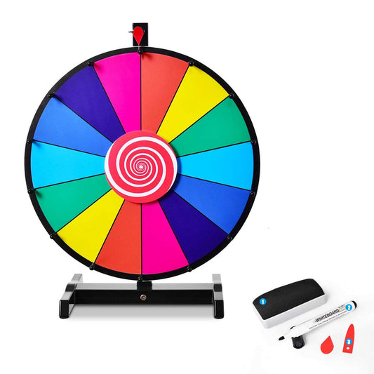 DREAMADE 18-inch spinning fortune wheel, table wheel for lottery games Wheel of Fortune Colorful, prize wheel with complete accessories, for advertising word games (φ46cm 14 color sectors)