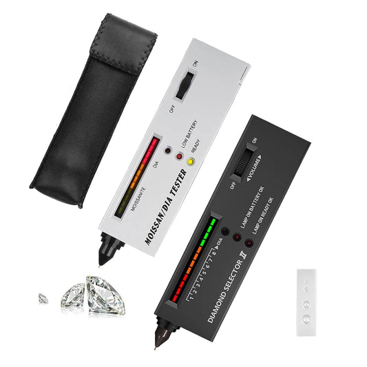 Jewelry tester, gem tester, professional diamond gem selector Portable LED audio diamond tester with Diamond Selector II, Moissanite tester, 2 manuals, 2 trays