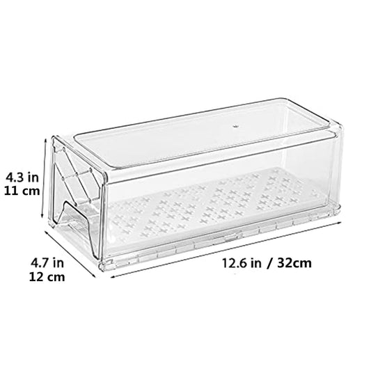 GuoTcusy Transparent Refrigerator Storage Organizer for Kitchen, Fridge, Restaurant, BBQ, Cabinets and Countertops, BPA-Free (2 drawers, medium)