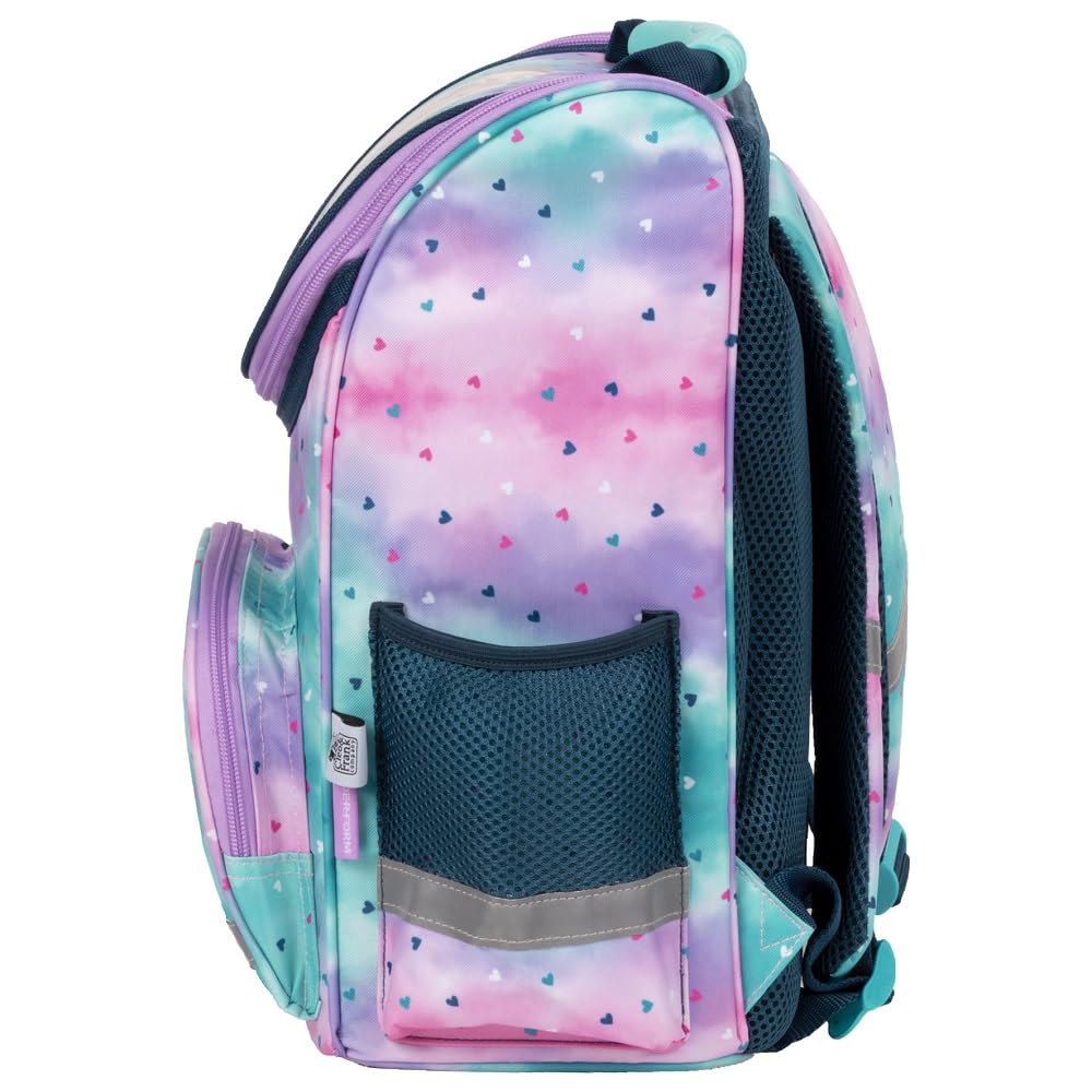 Familando girls school bag set Sweet Puppy Love 8 pcs. with pencil case, lunch box, bottle, and rain cover cute dog puppies turquoise pink
