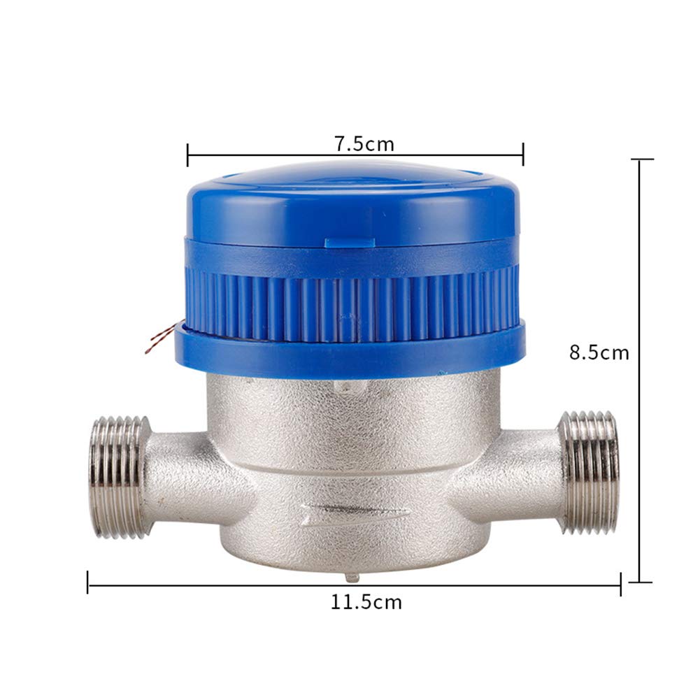 MaxAwe 15mm 1/2 inch Cold Water Meter Garden, Eiched Cold Water Meter with Fittings and Protective Cover, Faucet Meter for Garden and Household