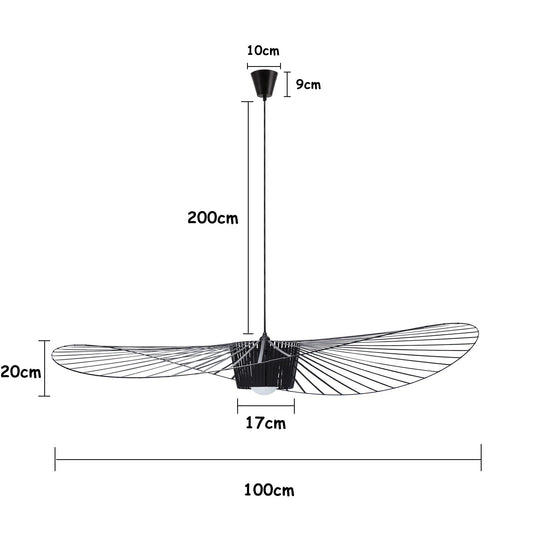 CHNB® Vertigo Lamp Black 100CM Modern Vintage Pendant Light Hanging Pendant Lamp Suitable for Dining Table Living Room Bedroom Chandelier Lamps (Φ 100 CM)