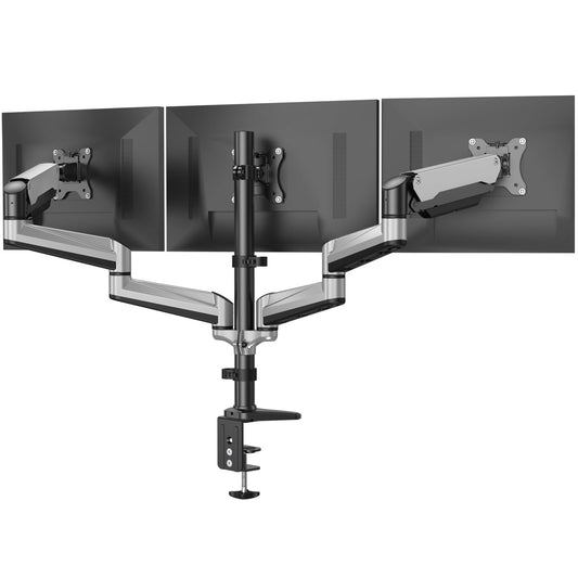 HUANUO Triple Monitor Stand for 17-32 inch screens, Adjustable Height Triple Monitor Mount, Holds up to 8kg per arm.