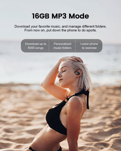 CYBORIS waterproof swimming headphones, Bluetooth in-ear IPX8 MP3 headphones 16GB - With bone conduction waterproof speakers, wireless sport headphones for running, diving, swimming