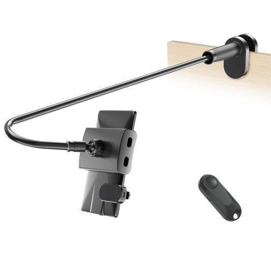 Kefotic swan neck holder for Kindle, for reading in bed, with remote page turner, hands-free desk, nightstand, lazy arm stand for Kindle accessories, gifts for readers.