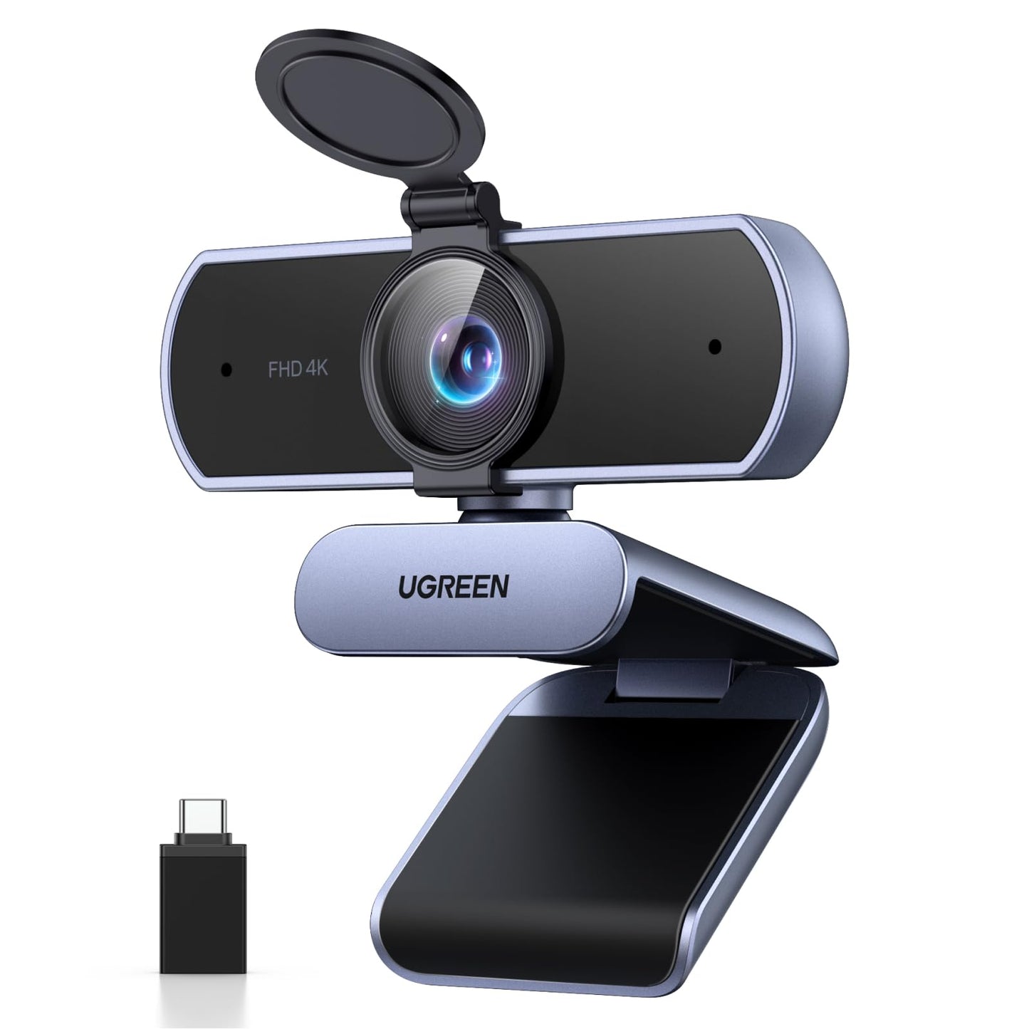 UGREEN UHD Webcam 4K, webcam with microphone and lens cover, PC camera with autofocus, automatic light correction, 70° FOV, USB-A/C connection, for PC/Laptop/Windows/Mac/Linux/Skype/FaceTime.