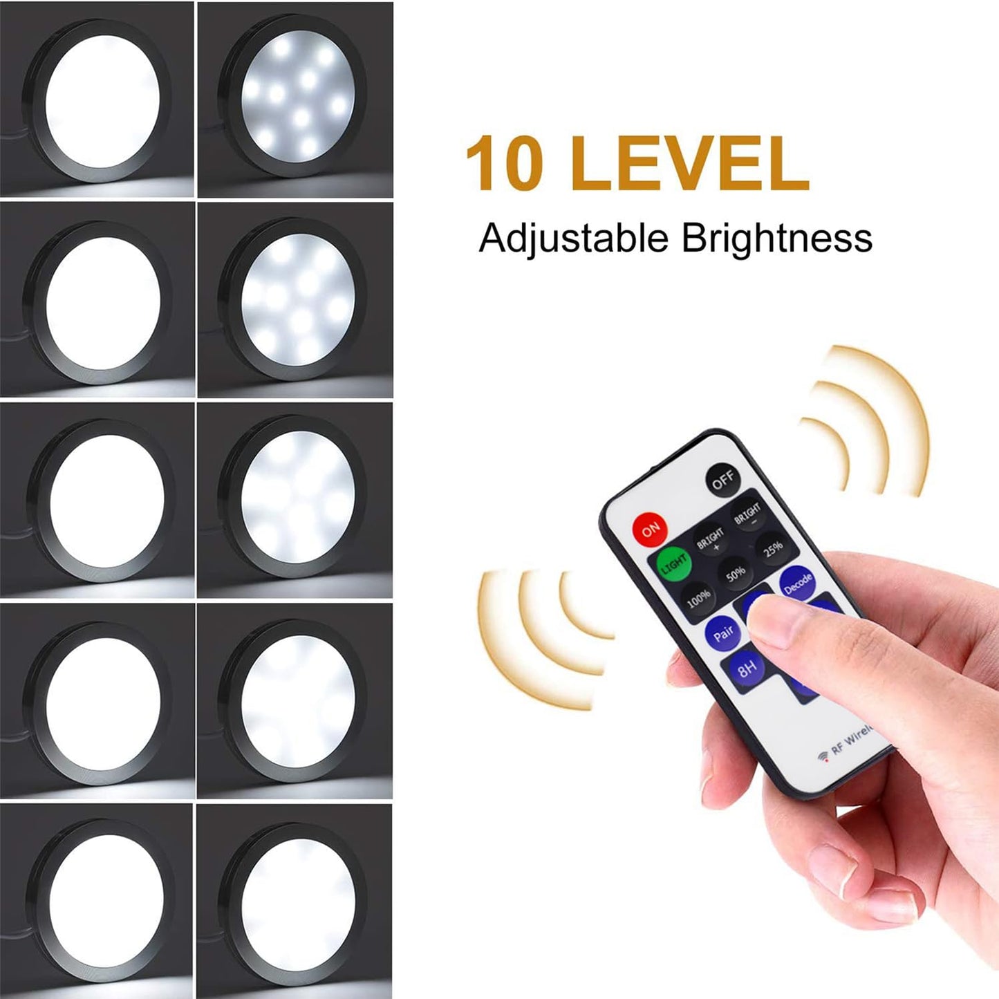 AIBOO LED Cabinet Lights 8pcs Complete Set, Under Cabinet Lighting with Remote Control, Kitchen Lamps, Display Cabinet Lighting Daylight White 6000K, LED Under Cabinet Light Set Including all Accessories