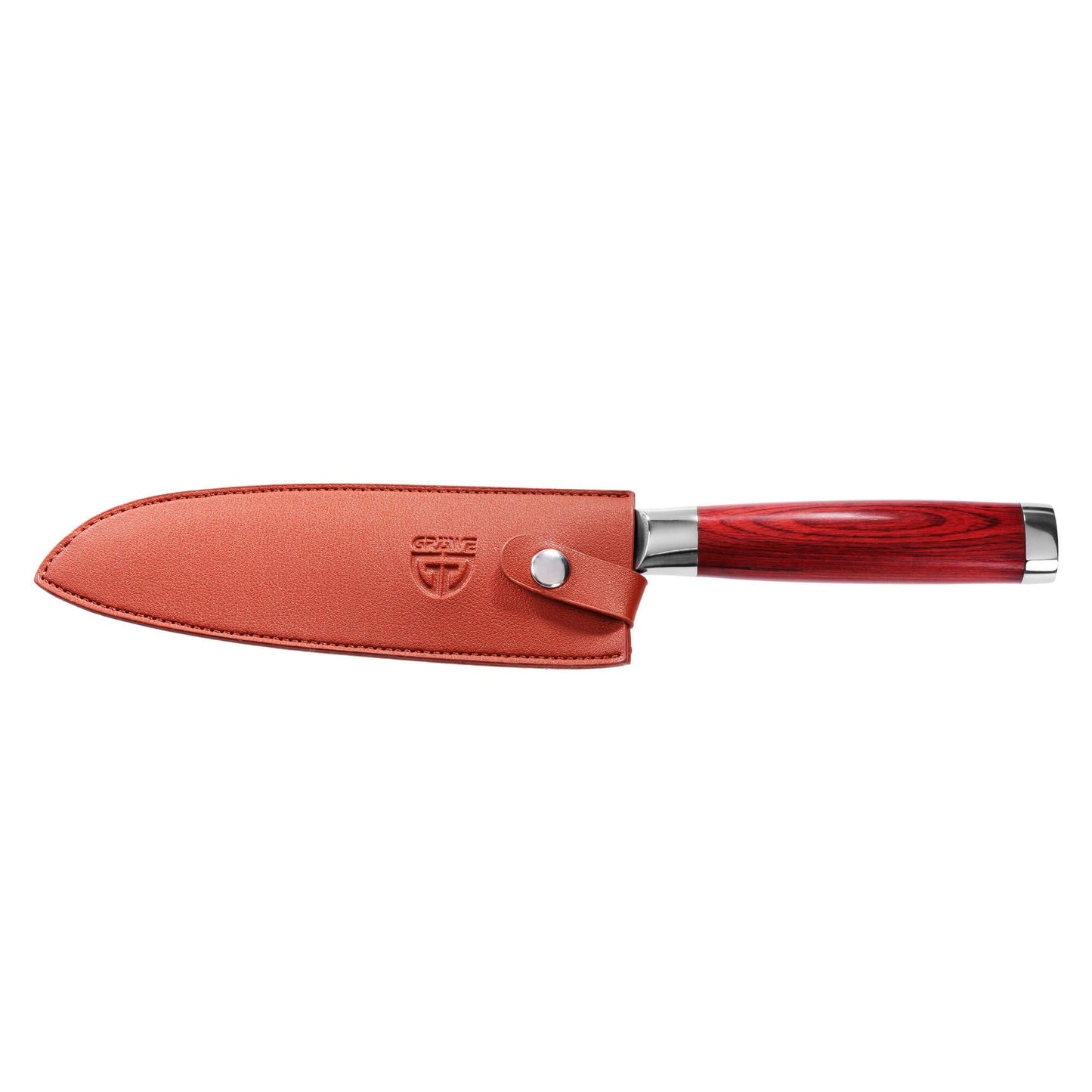 The GRÄWE Damascus knife is made of Damascus steel and features a sharp, large 17.5 cm blade. This Asian Santoku knife comes in a gift box.