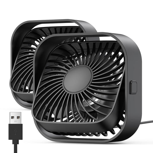 TOPK USB Fan 2 Pack Mini Desk Fans Quiet Operation, USB Powered Desk Fan, 3 Speeds and 360° Rotatable Head for Home Office Bedroom Desk Desktop