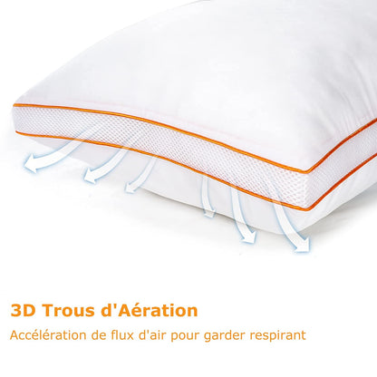 Maxzzz pillows, 65 x 65 cm, 2 pieces, anti-mite, anti-sweat, hypoallergenic, soft pillow, 100% polyester fiber, breathable, comfort and effective support.