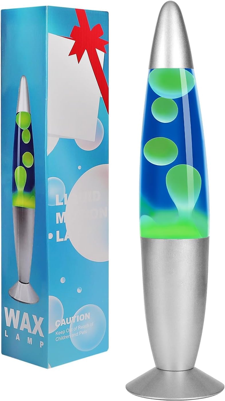 AONESY Lava lamps for adults and kids 34cm dark blue liquid & yellow wax retro astro lamp for home decoration beautiful light gift for Christmas birthday Halloween.