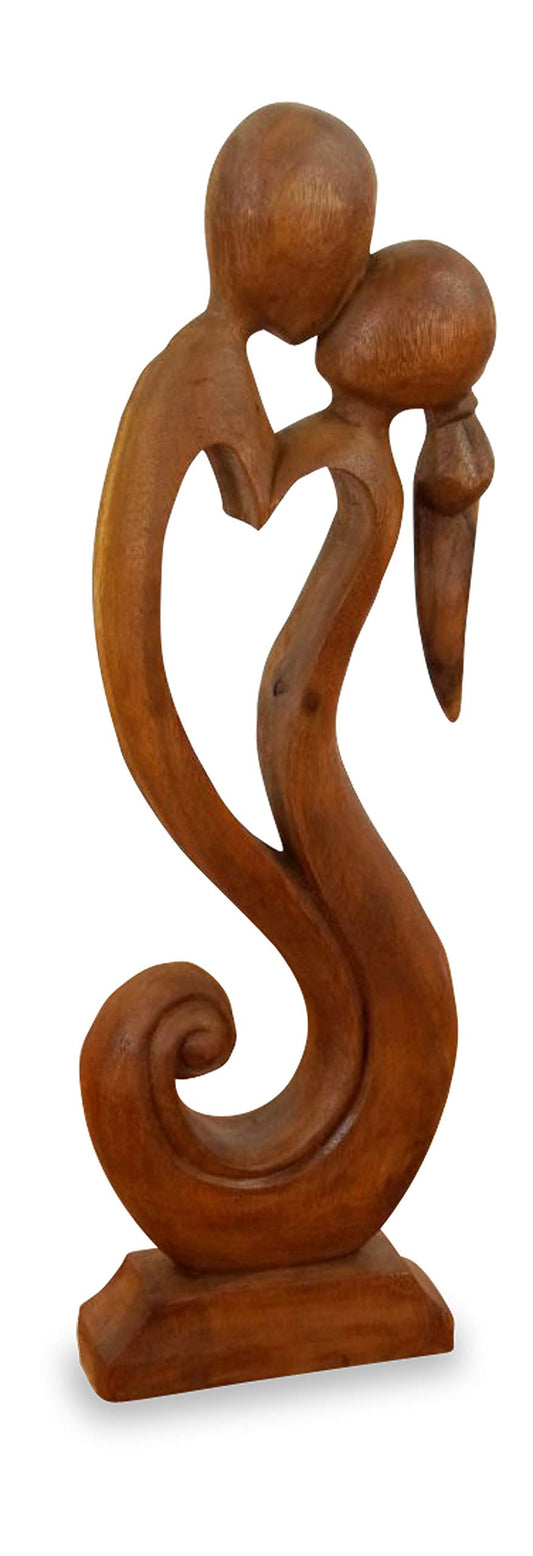 Sculpture of love and security, wooden figurine, statue, couple in love, decorative figure, (handmade)